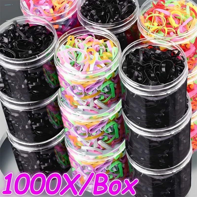 1000/500Pcs High Elasticity Thicken Disposable Rubber Strings Girls Pigtail Holder Hair Tie Hair Bands Kids Hair Accessories