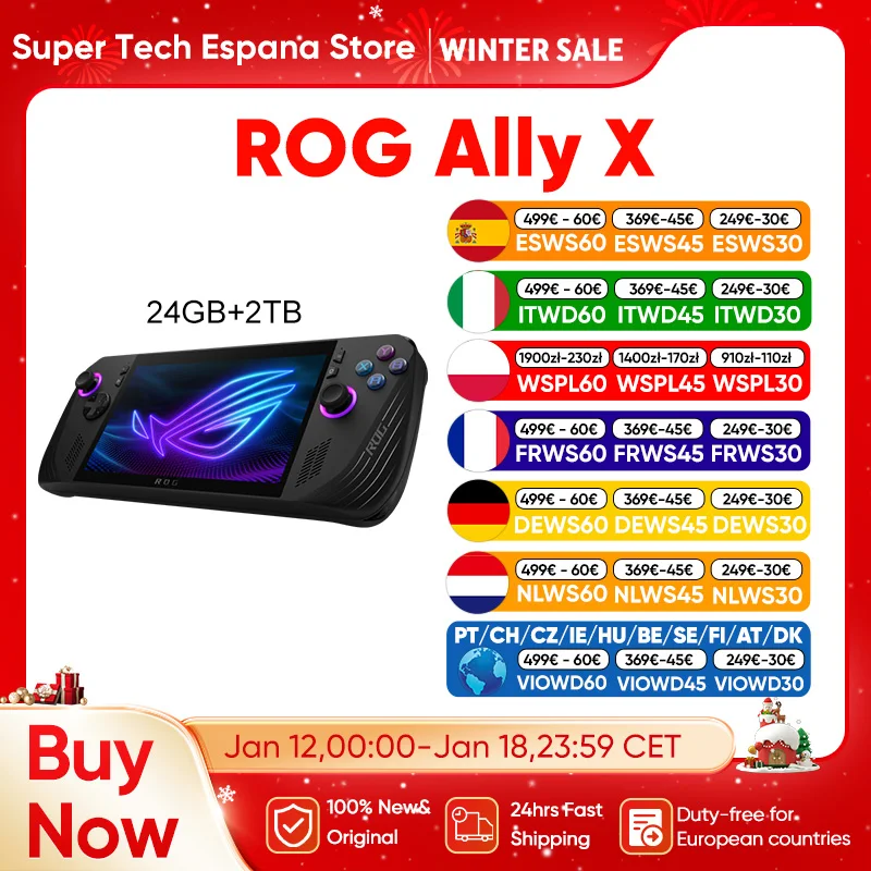 ASUS ROG Ally X -Consola Portátil Gaming 7 FullHD 120Hz (AMD Ryzen Z1 Extreme 24GB RAM 2TB SSD Batería 80Wh Windows 11