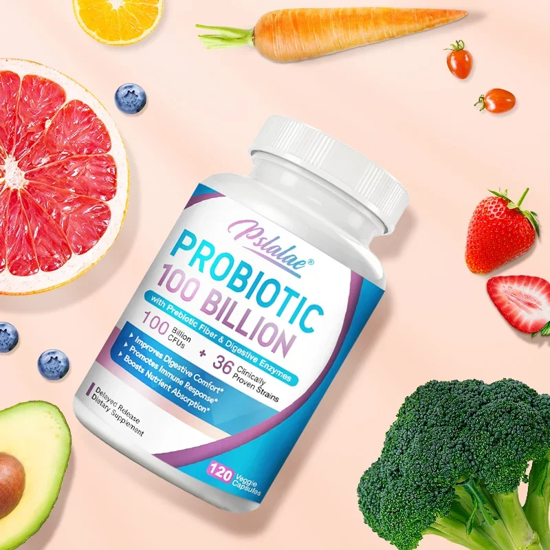 

Premium Probiotic, 100 Billion CFU, with Organic Prebiotic Fiber and Enzymes To Support Digestive and Immune Health