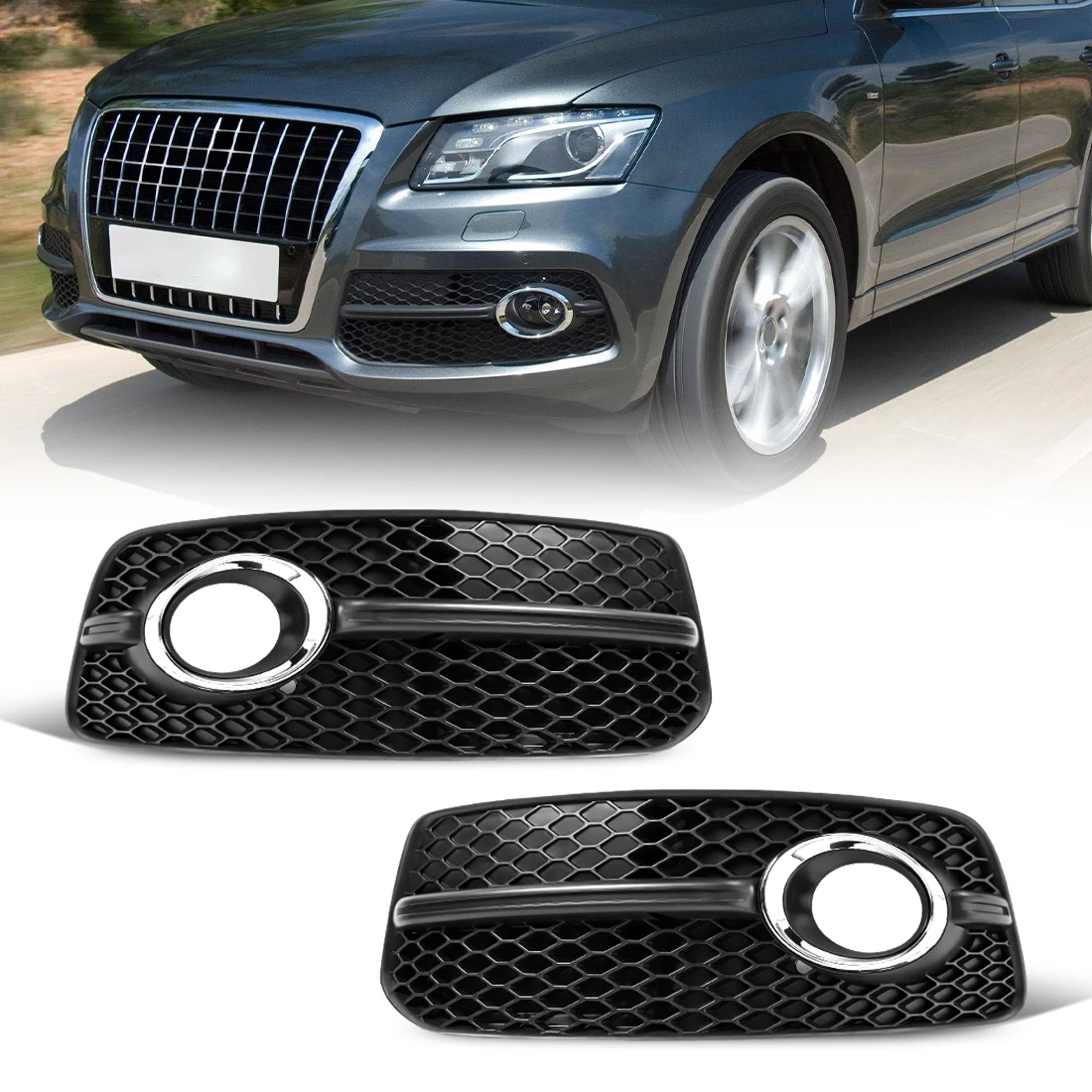 

Fog Light Grille For Audi Q5 S-line Q5 Sport 2009-2012 Front Bumper Fog Light Cover Sport Venison Accessories 8R0807681E