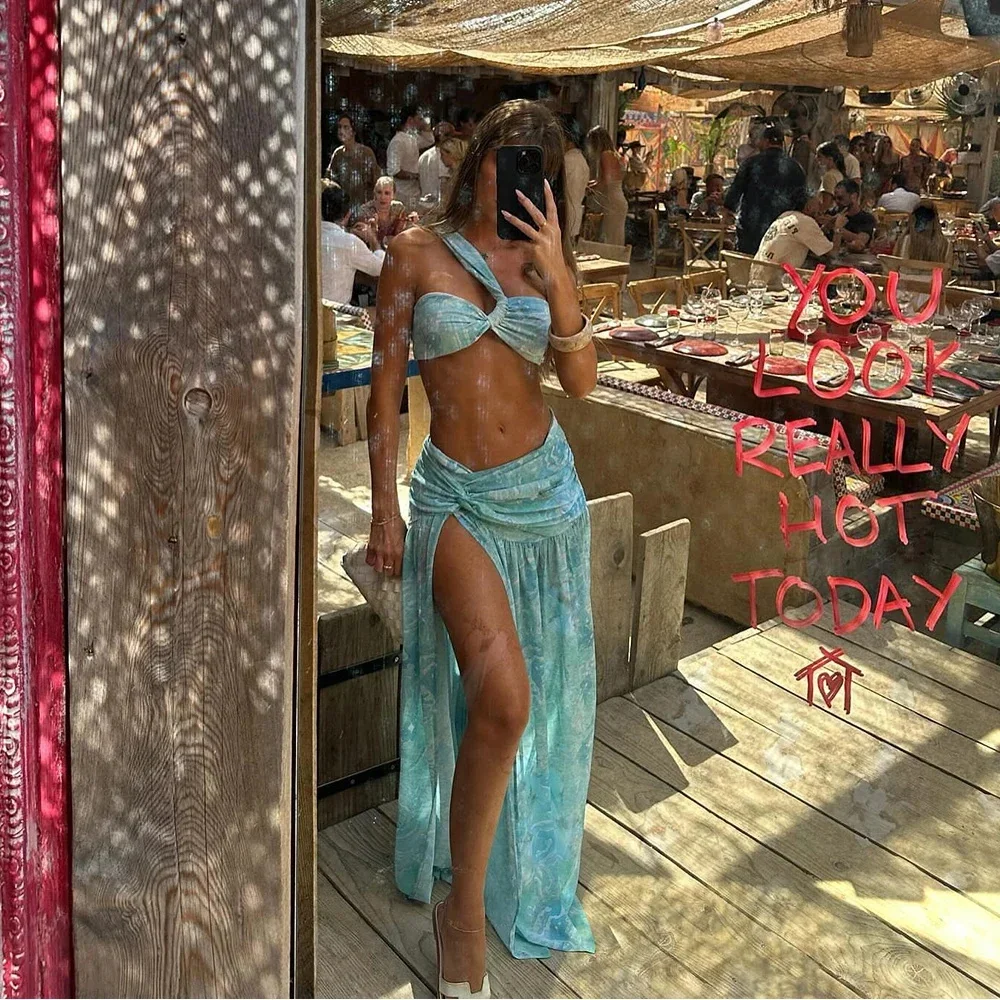 Bikinis sexis de un hombro de 3 piezas, traje de baño 2024 para mujer, traje de baño con falda, conjunto de Bikini brasileño, trajes de baño para mujer, ropa de playa