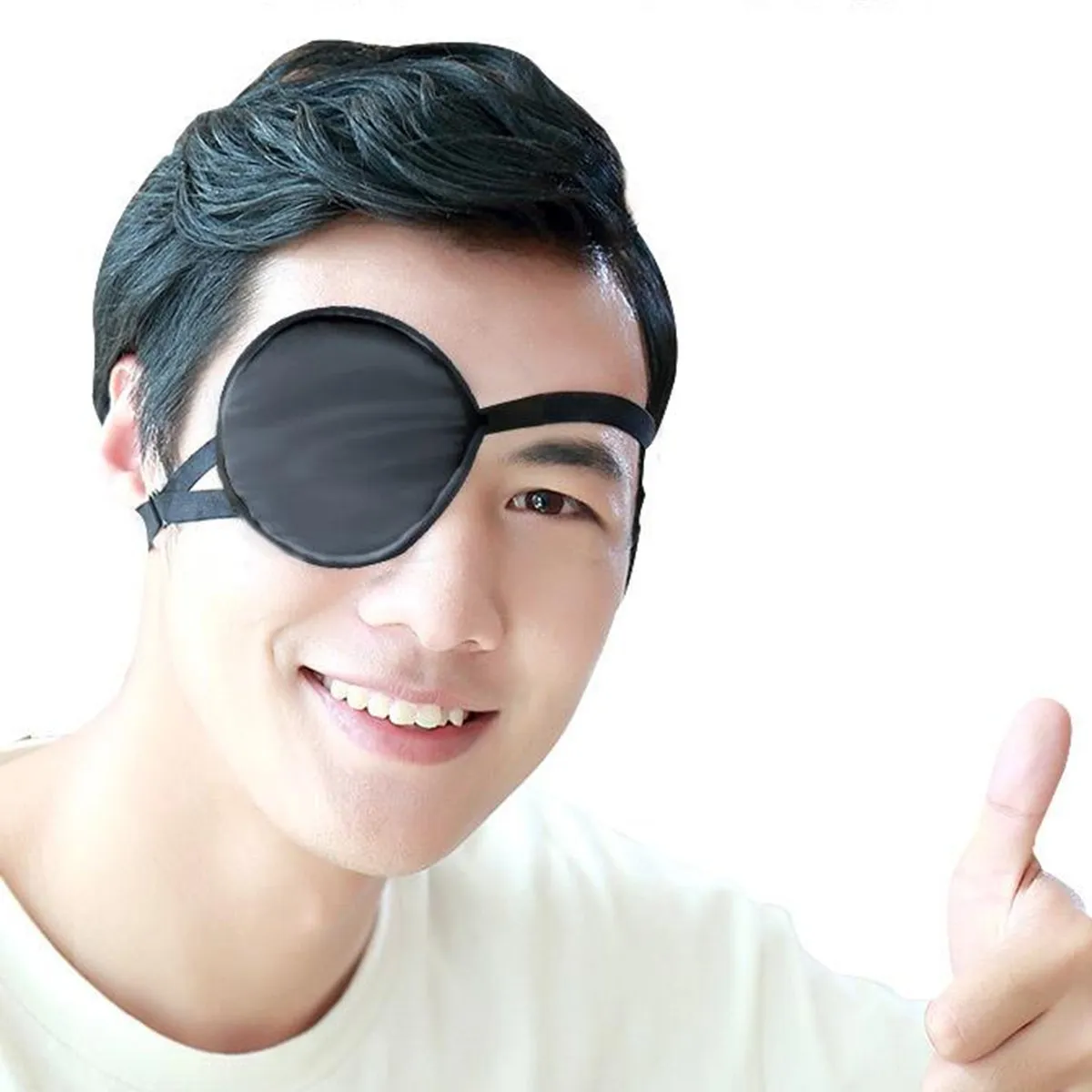 

2Pcs Single Eye Patch Silk Cotton Comfortable Breathable Lazy Eye Cover for Adult Amblyopia Strabismus Training Adjustable Black