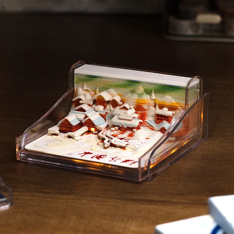 Harbin-nota adhesiva 3D Cultural y creativa, modelo decorativo de ciudad nevada china con recuerdo de viaje ligero