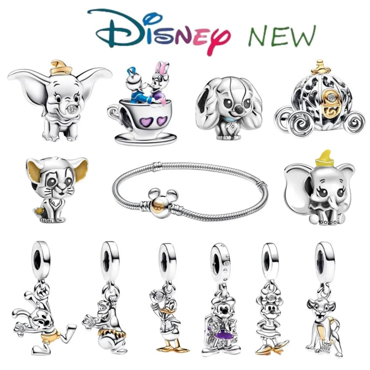 Suitable for Disney's 100th Anniversary Commemoration Michimini Dumbo Beads with Dangerous Charm Suitable for Original Pandora B