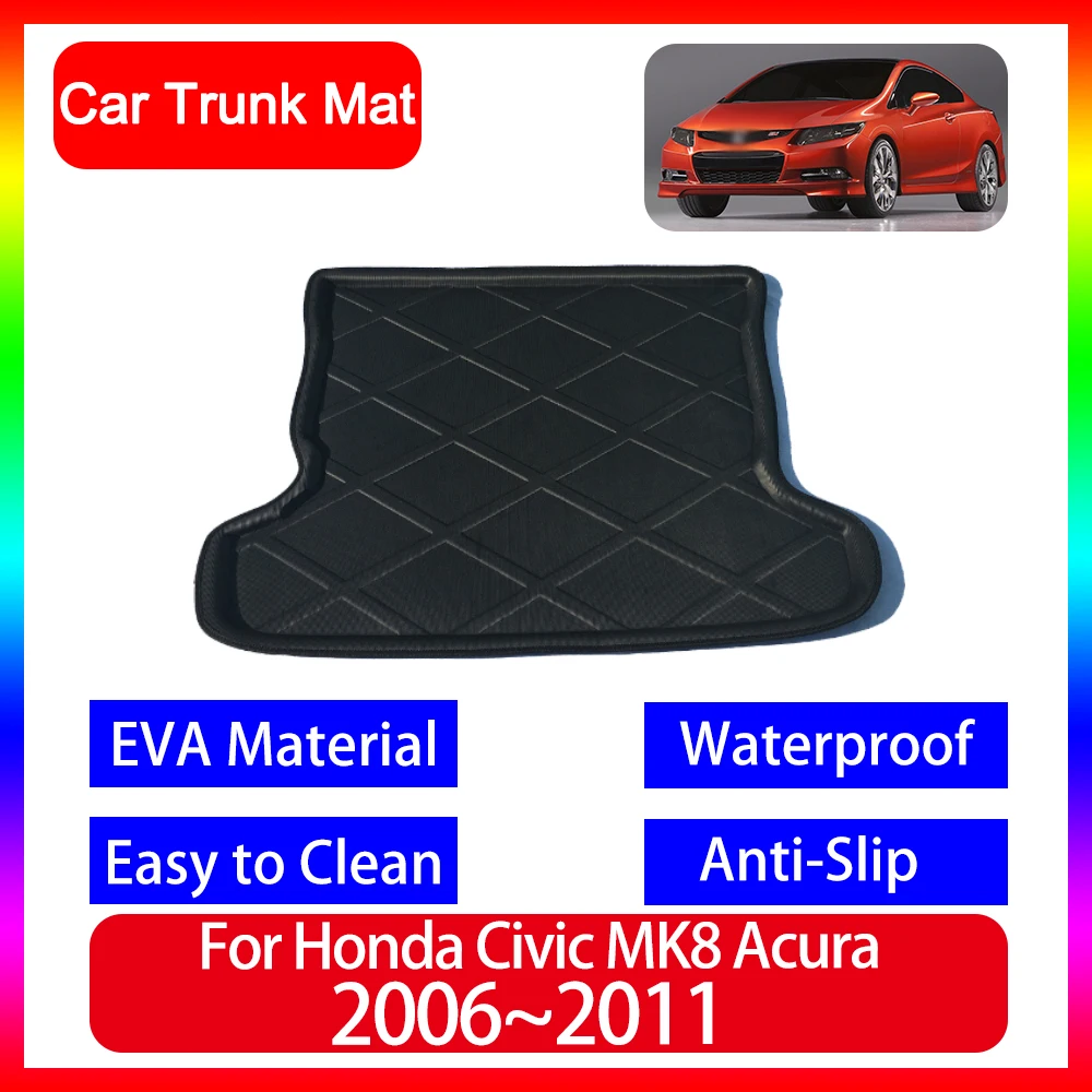 Car Trunk Mat For Honda Civic MK8 Acura CSX FG FA FD1 2 3 4 5 6 7 2006 2007 2008 2009 2010 2011 Waterproof Protective Pad Mat