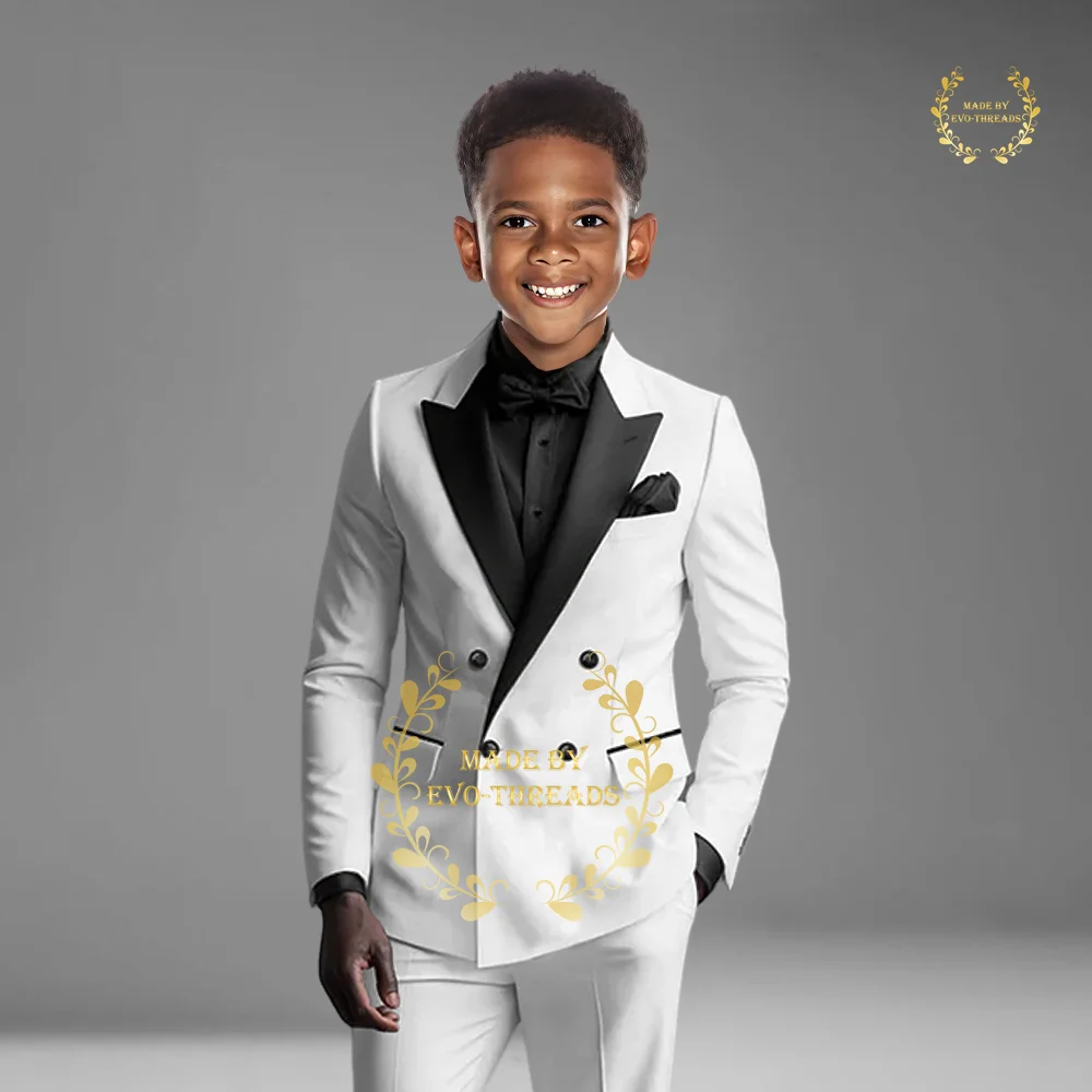 

Boys' 2-piece White Suit Children Slim Fit Set Kids Blazer Jacket Pants Clothes Wedding Performance Party Costume, Custom Tuxedo