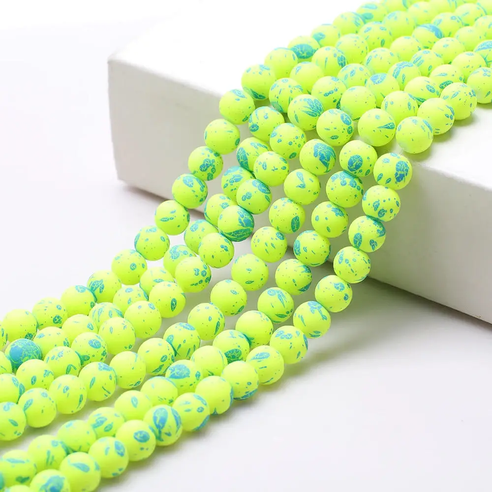 Necklace/Bracelet/Earrings Making DIY For Jewelry Neon Beaded Round Rubber Glass Beads Charm Matte 100Pcs/lot 8mm Accessories