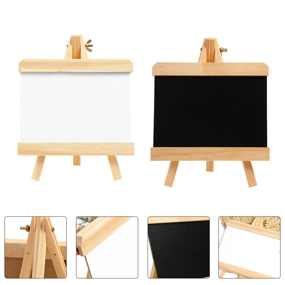 2 Pcs Mini Drawing Board Chalkboard with Bracket Standing Blackboard Wooden Painting Supply Calligraphy Shop