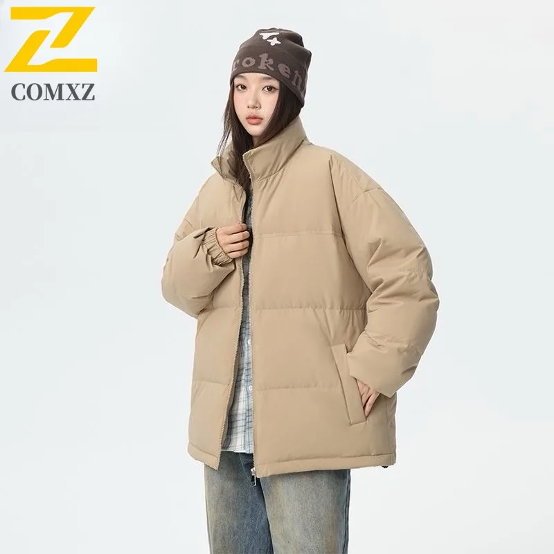 

COMXZ 2025 Men Down Jacket Autumn Winter New Solid Color Simple Work Style Large Pocket Outdoor Hooded Coat Men padded Clothing