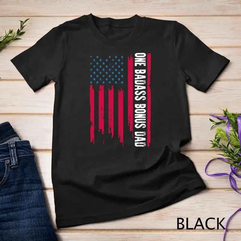 Mens One Badass Bonus Dad American Flag Father day 2023 Shirt Unisex T shirt