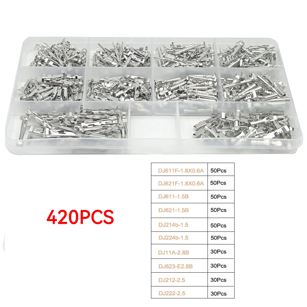 420-teiliges Auto-Elektro-Steckverbinder-Set 1,5/1,8/2,5/2,8mm Steckklemmen Kabelverbinder Stecker & Buchsen Crimpklemmen – Detail 1