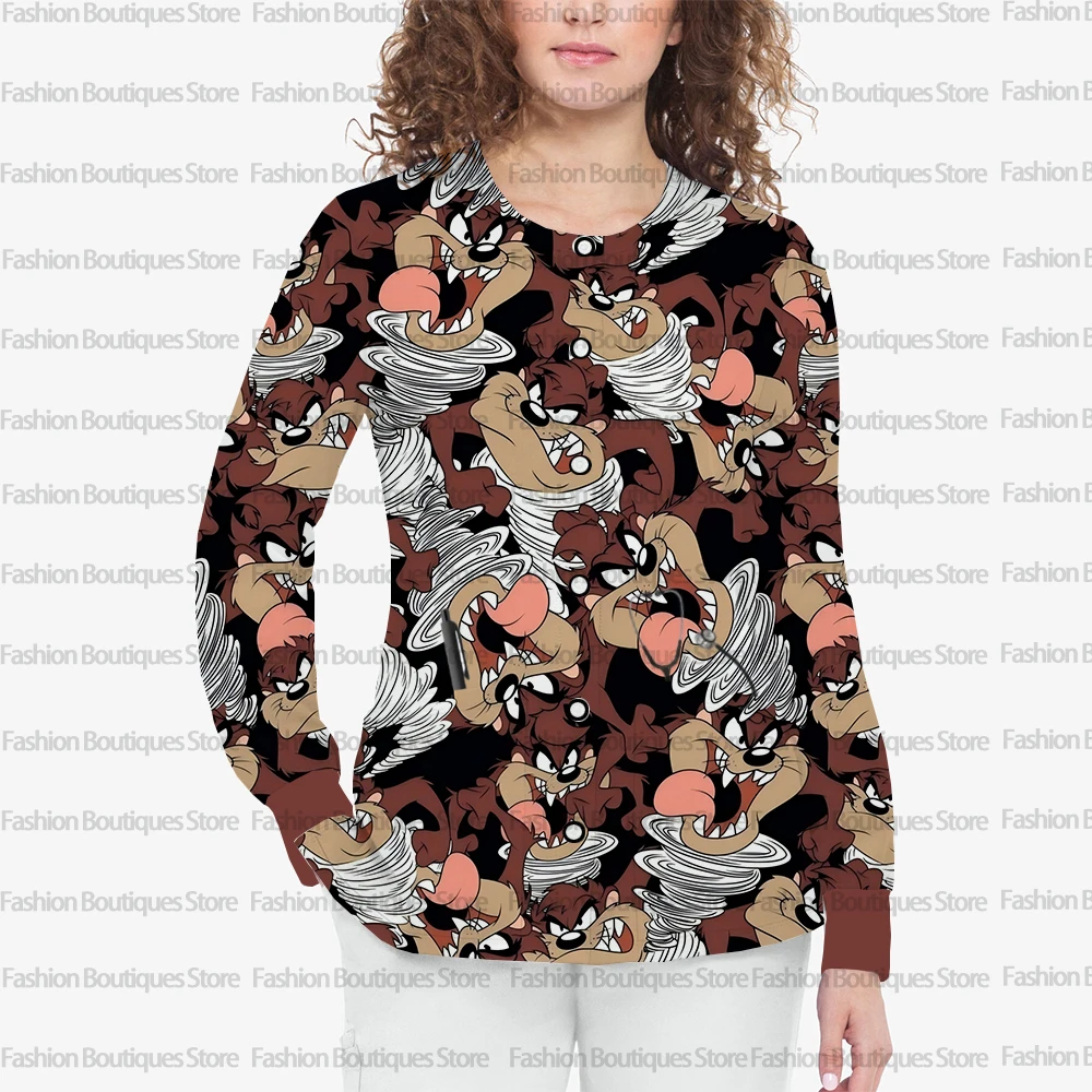 Giacca da donna serie Disney con tasca a maniche lunghe girocollo autunno e inverno giacca smerigliata stampa negozio di animali dentali insegante g e aut
