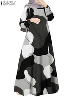 ZANZEA-Robe longue à manches longues et col rond pour femmes musulmanes, robes Abaya islamiques élégantes, vêtements éducatifs décontractés, robes de nuit de documents, mode 4