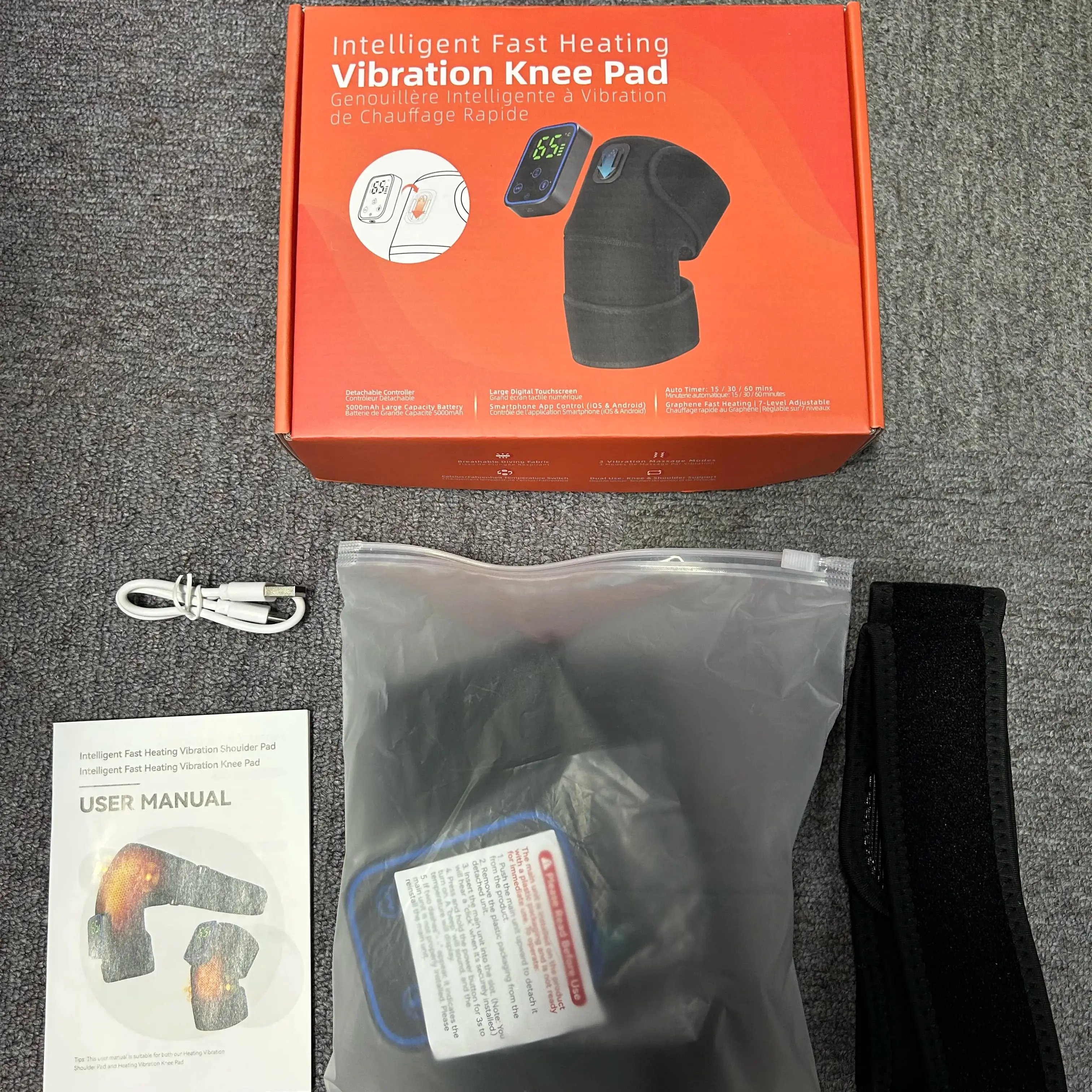 

3-ступенчатый электрический массажер для плеч/колена, грелка, вибрационный массажный поддерживающий пояс, термобрекет для плеч/колена, таймер, горячий компресс