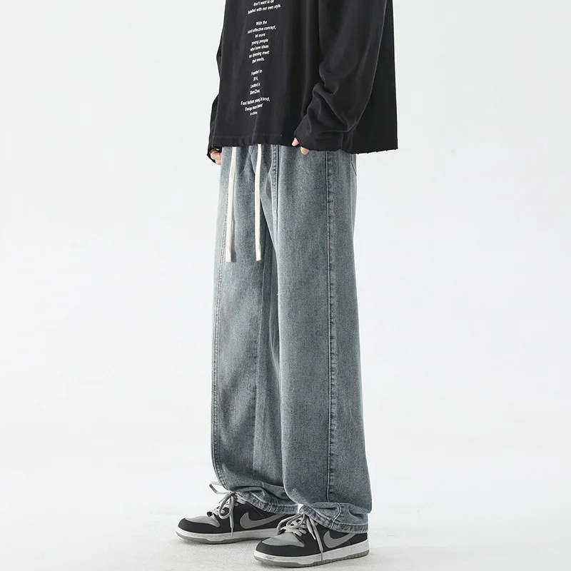 Autumn New Vintage Wash Straight Leg Long Pants Men's Fashion Brand Loose American High Street Jeans baggy cargo jeans