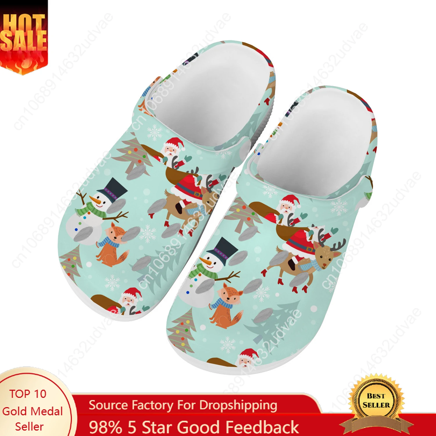 

Christmas Water Shoes Men Women Comfortable Home Garden Clogs Customizd Sandals Beach Breathable Hole Slippers