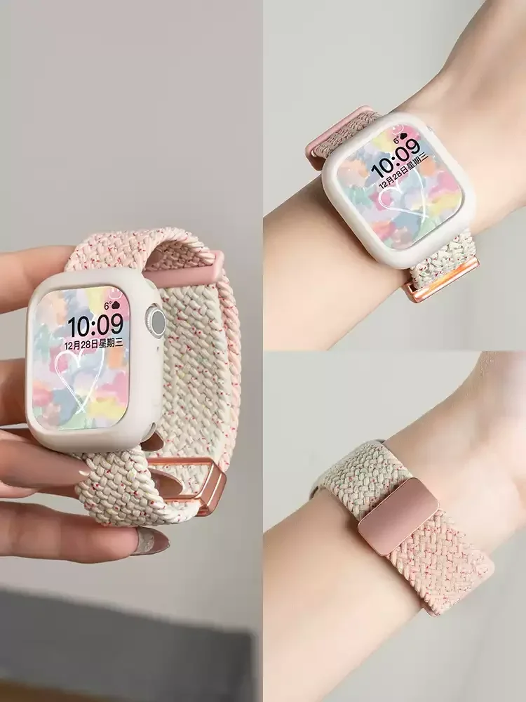 Nylon Band For Apple Watch Strap 44/46mm 45mm 42mm magnetic buckle Bracelet iWatch series se 12 11 10 7 5 6 8 9 Ultra 4 3 49mm