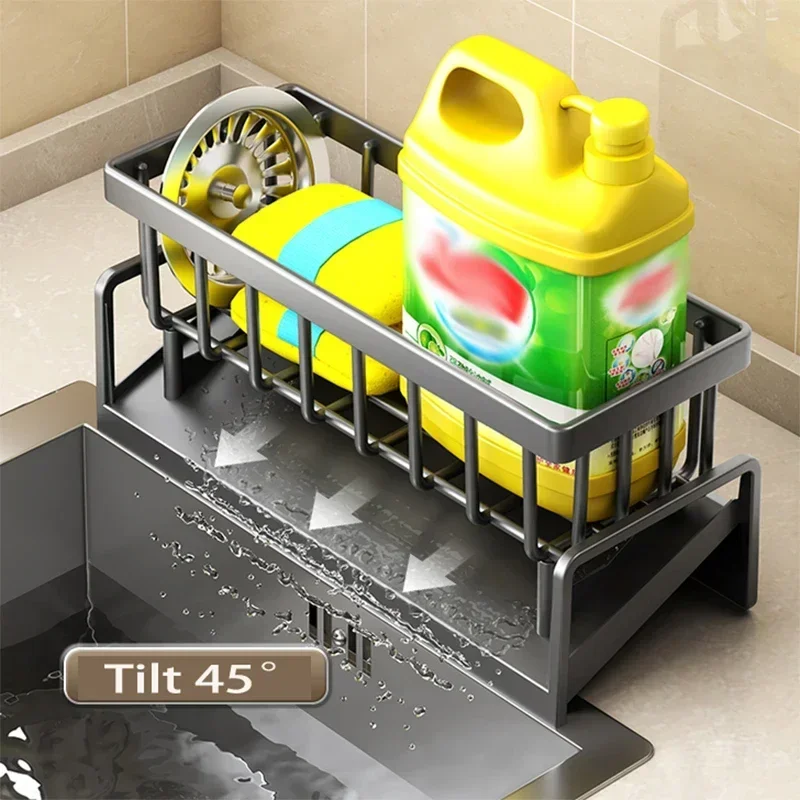 New Sink Drain Rack Plastic Steel Sponge Holder Faucet Storage Soap Drainer Towel Rack Shelf Organizer Kitchen Accessories