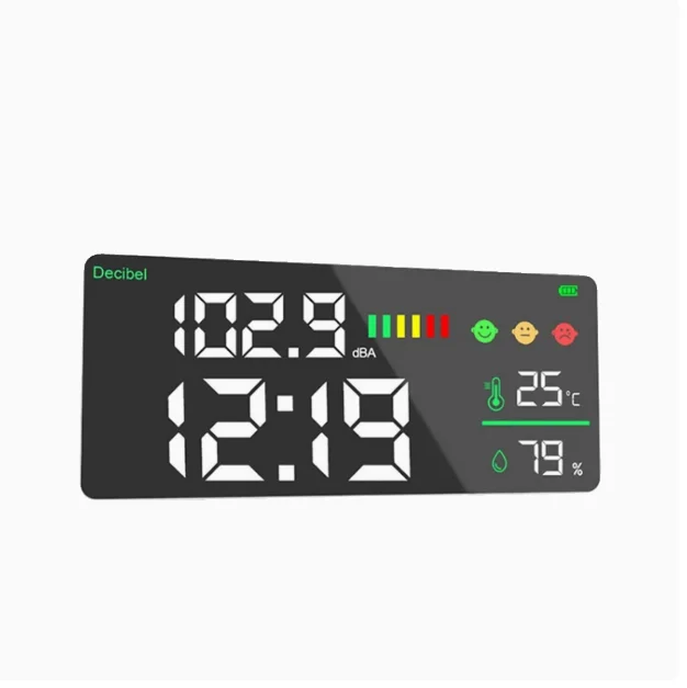 DM165A/DM165A-WIFI 30-130 дБА Измеритель шума 4-в-1 для настенного монтажа Дисплеи температуры шума ( ℃ ) /( ℉ ) Влажность и время