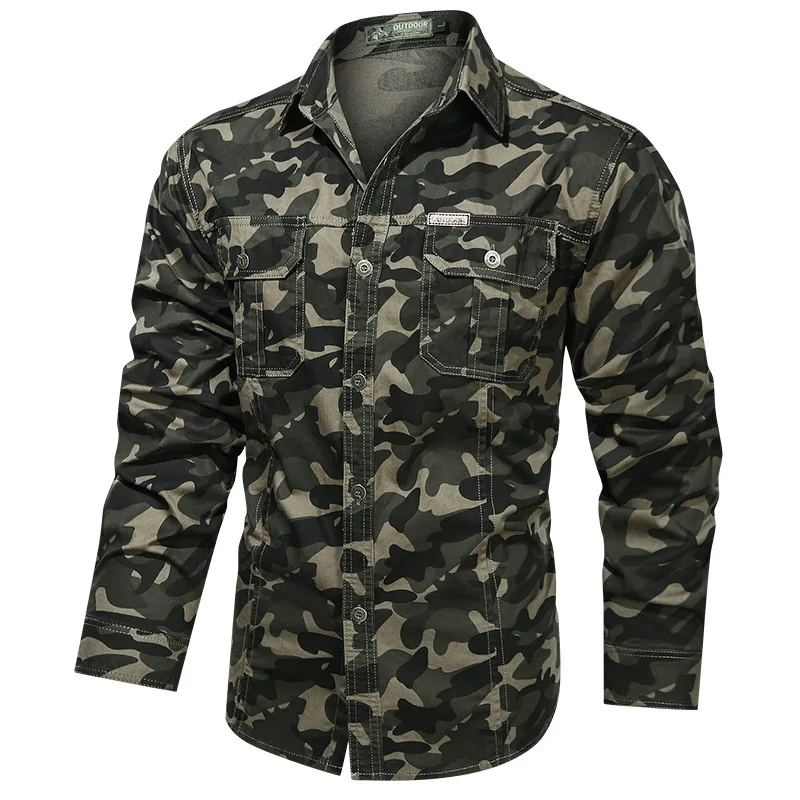 

2024 Men's Autumn New Cotton Camouflage Long-Sleeved Shirt