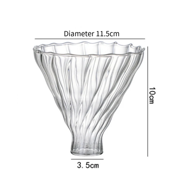 Pour Over Coffee Dripper Coffee Filter For 1-4 Cups  Reusable Coffee Maker Heat-Resistant Glass Coffee Cone