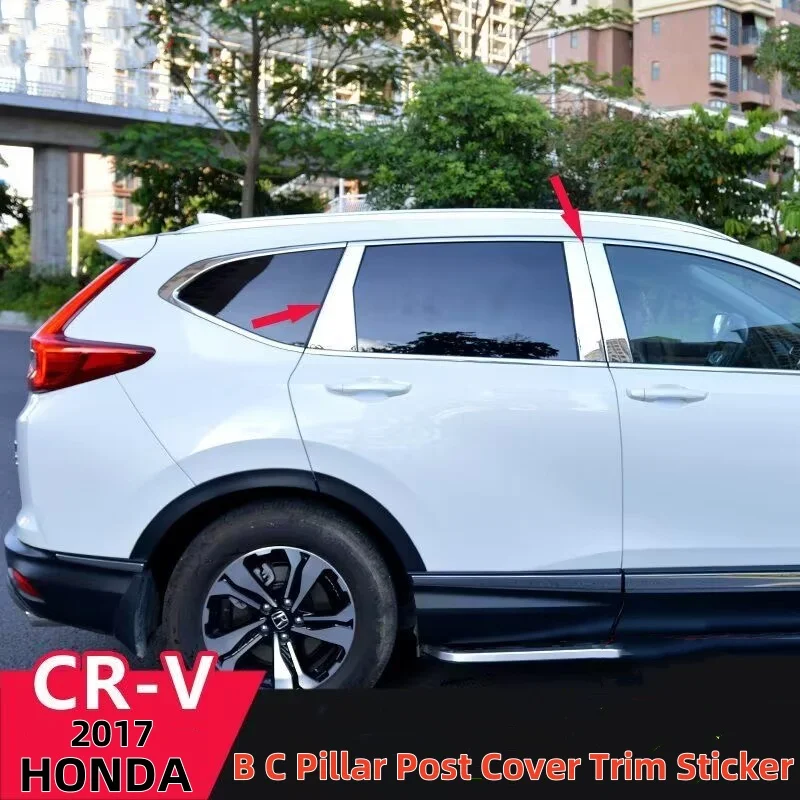 

For HONDA CRV 2017-2020Chrome/Car Window Door Column Center B C Pillar Post Cover Trim Sticker