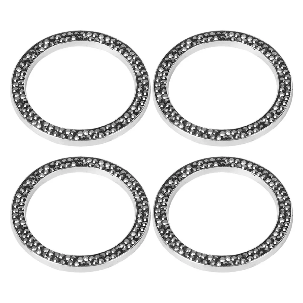 

4Pcs Rhinestone Ignition Ring Car Engine Start Button Cover Bling Decoration for Ignition Button Elegant Interior Auto