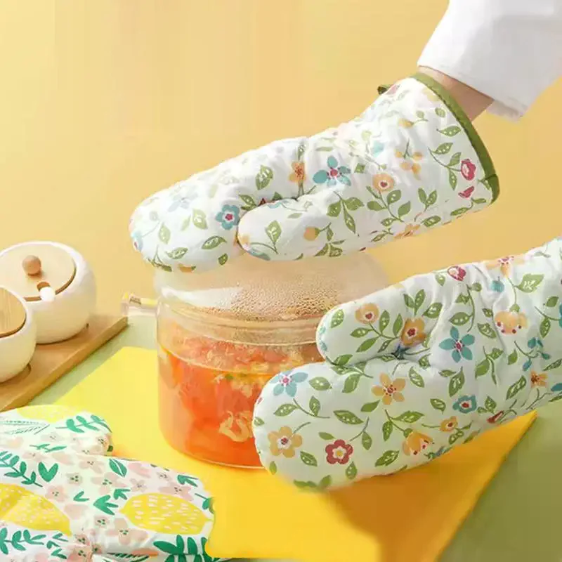 Versatile Printing Microwave Glove Heat Resistant Non-slip Oven Mitt Insulated Washable Baking Glove