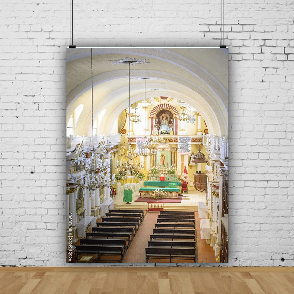 SHUOZHIKE Auditorium European Style Church Photography Backdrop Props Architecture Cathedral Photo Studio Background JT-06