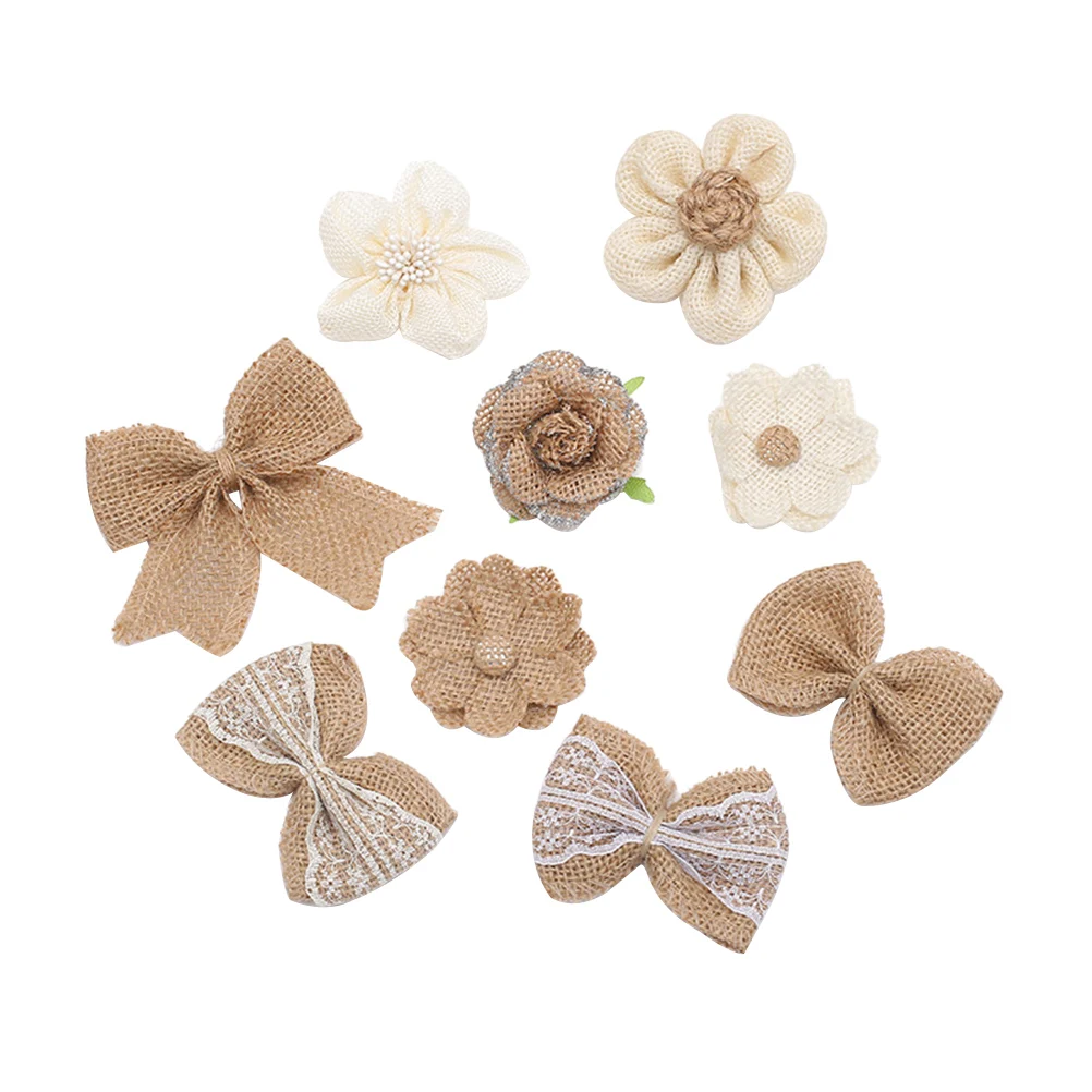 

9PCS Burlap Flower Jute DIY H made Materials Vintage Wedding Crafts Shoes Hat Environmental Protection Gifts