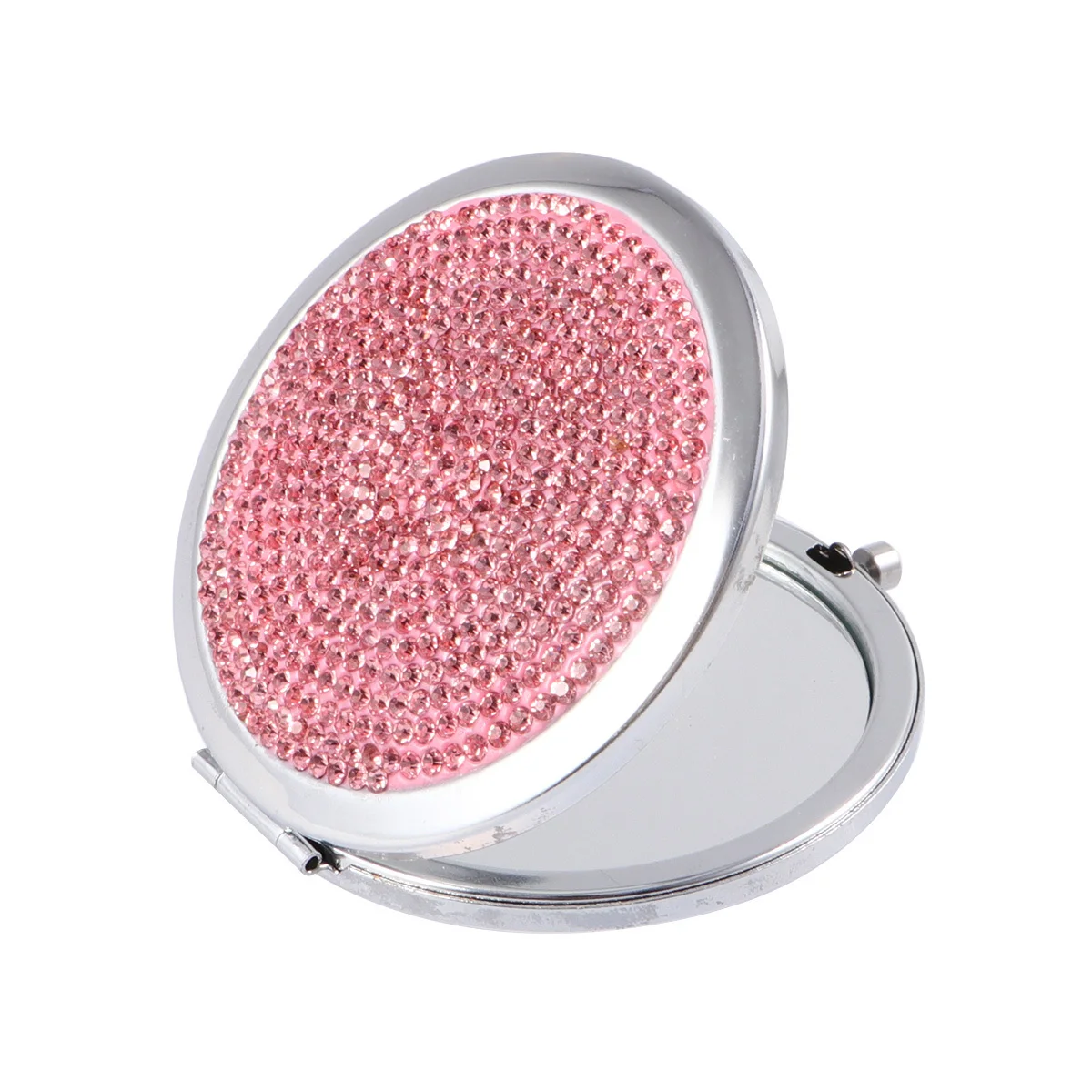 

1Pcs Portable Makeup Mirror Folding Compact Double Side Rhinestone Edge Clear Reflection Surface Small Pocket Mirror for Women