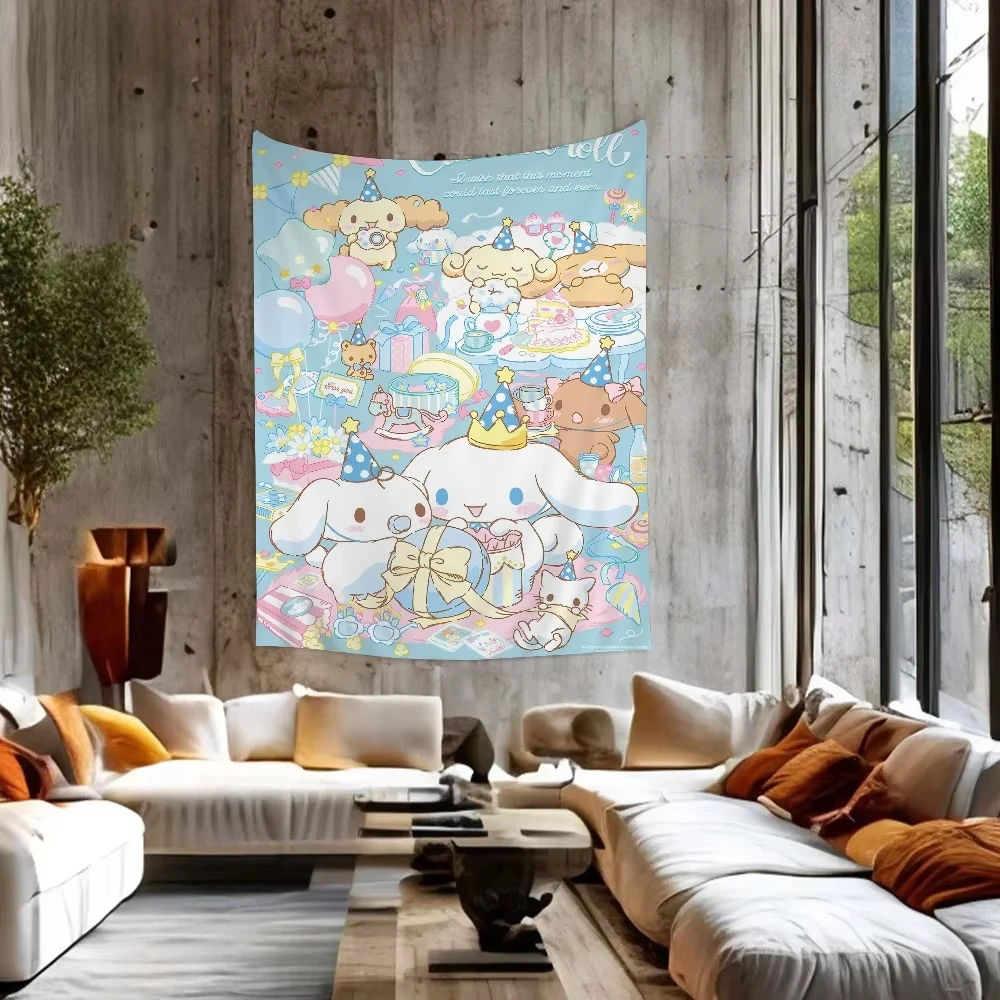 

Cute Cartoon Cinnamoroll Sanrio Hello Kitty My Melody Tapestry Room Decoration Home Decor Bedroom Wall Hanging Fabric