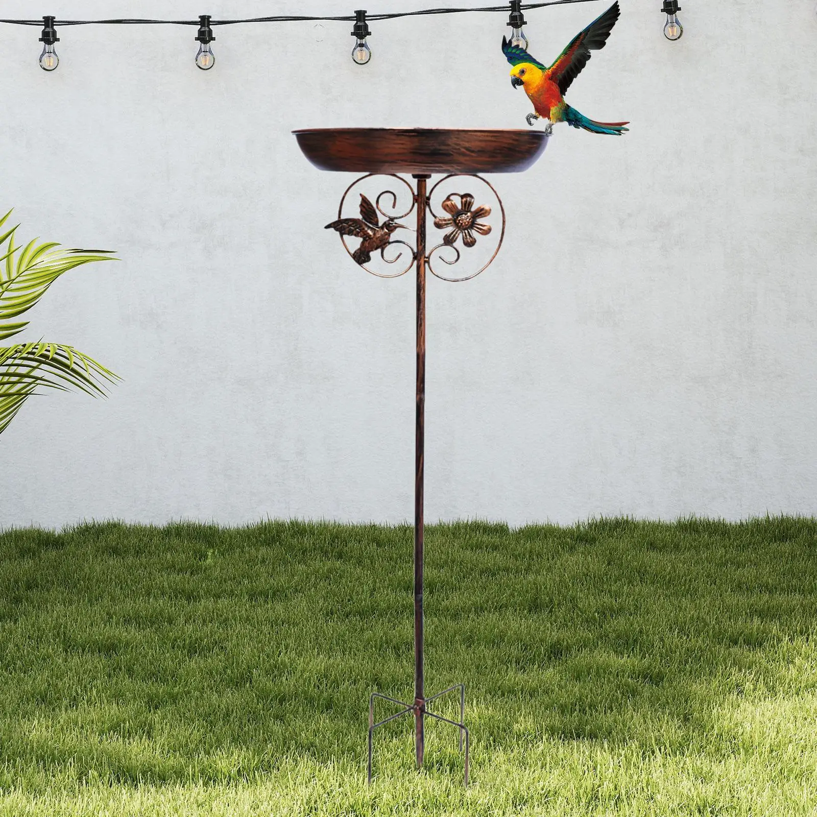 

Bird Bath Heavy Duty with Stake 5 Prongs Base Bird Baths Feeder Bowl Metal Bird Feeder for Outdoors Patio Garden Yard Decor