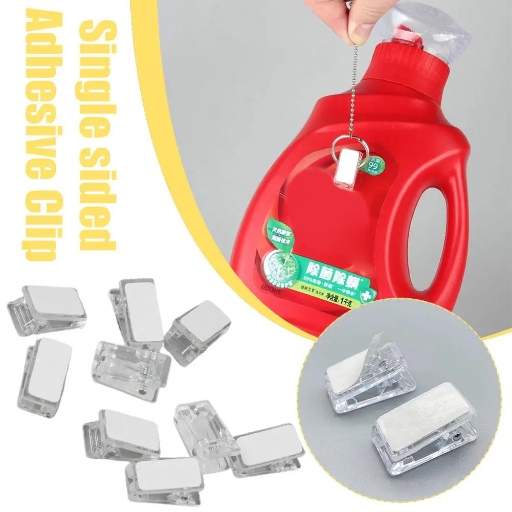 20pcs Self Adhesive Clips Tapestry Hangers for Hanging Storage Photo Spring Loaded Mini Transparent Single-sided Adhesive C Z2Y0