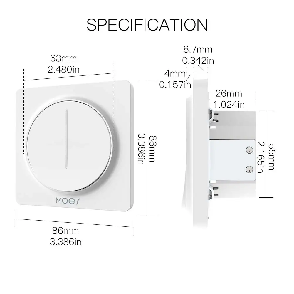 Moes ZigBee Touch Light Dimmer Switch Rotary Controllr Timer Brightness Memory Smart Life/Tuya APP Remote Control Alexa Google