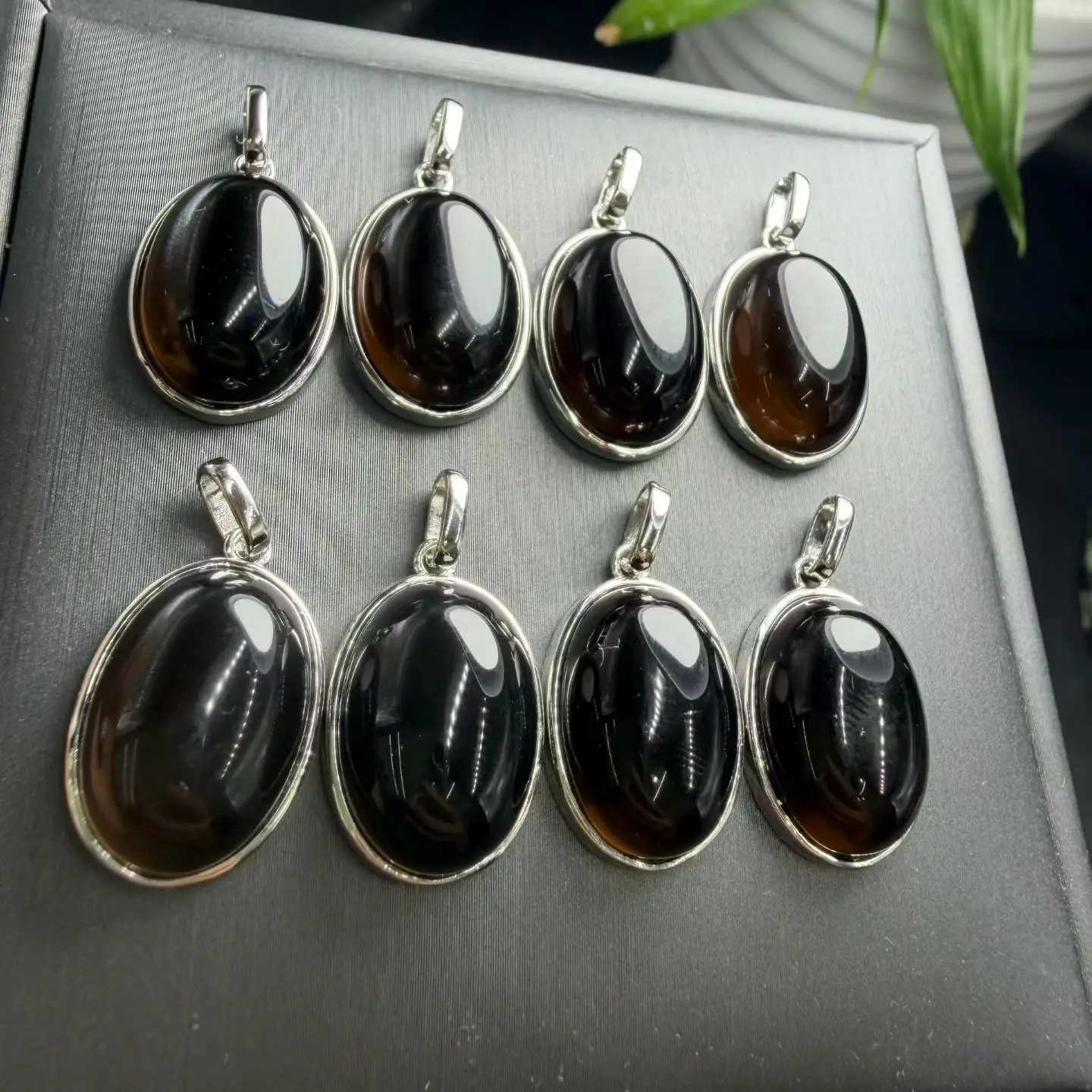 1Pc Fengbaowu Natural Smoky Quartz Oval Cabochon Pendant 13x18MM Reiki Healing Stone Jewelry Gift For Women Men 5