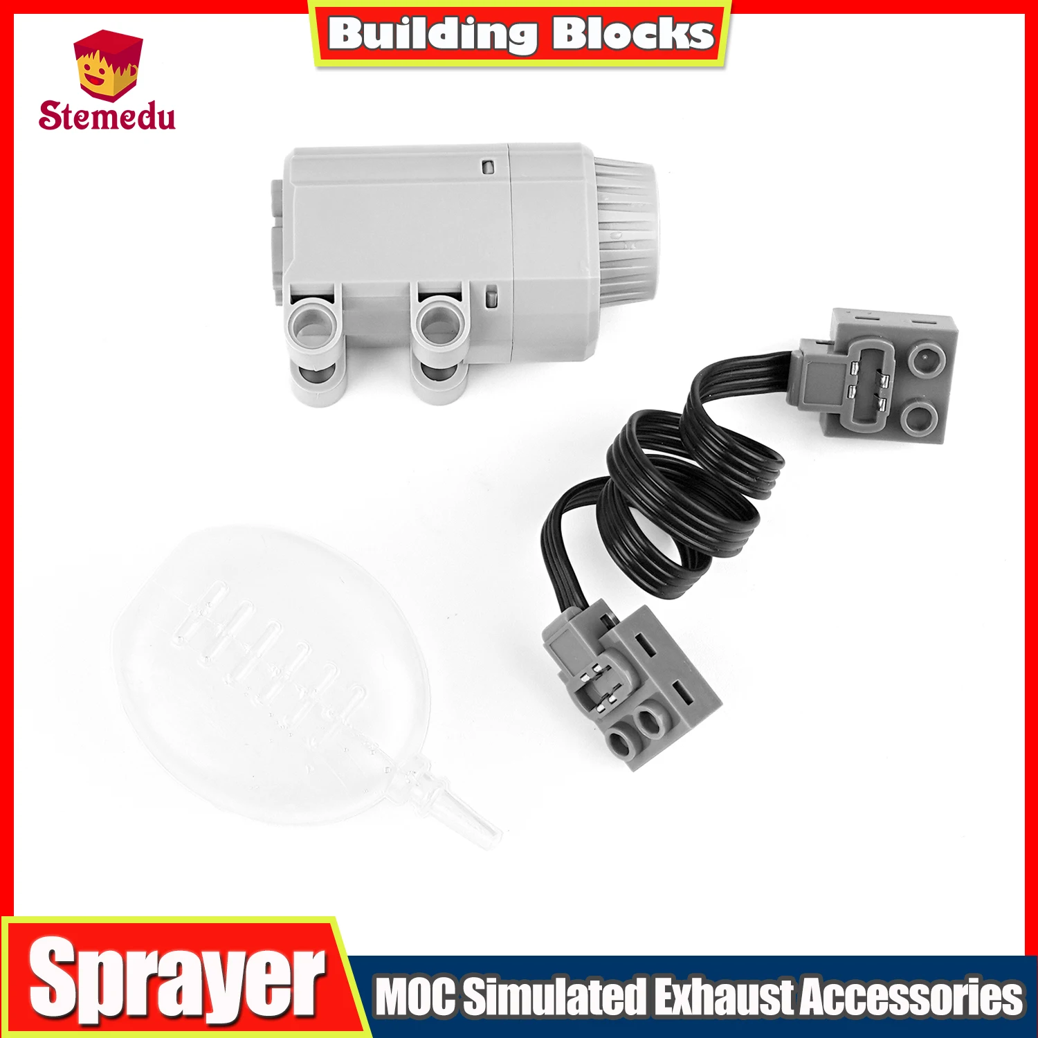 1pc MOC Fogger Automatic Building Blocks Simulated Exhaust Sprayer Electric Modified Car Model Accessories with Red LED Light