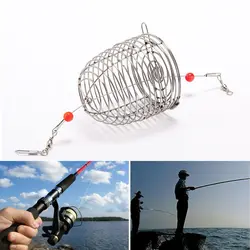 1pc Small Stainless Steel Holder Tackle Fish Bait Fishing Feeder Fishing Bait Cage Lure Cages Bait Basket Fishing Accessories