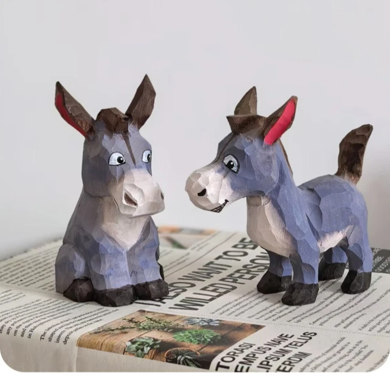 الحبيب حمار اليد منحوتة الخشب مكتب الحيوان تمثال دراسة زينة المنزل تماثيل صغيرة على شكل حيوانات طبيعة الحرفية حلية اليدوية هدية