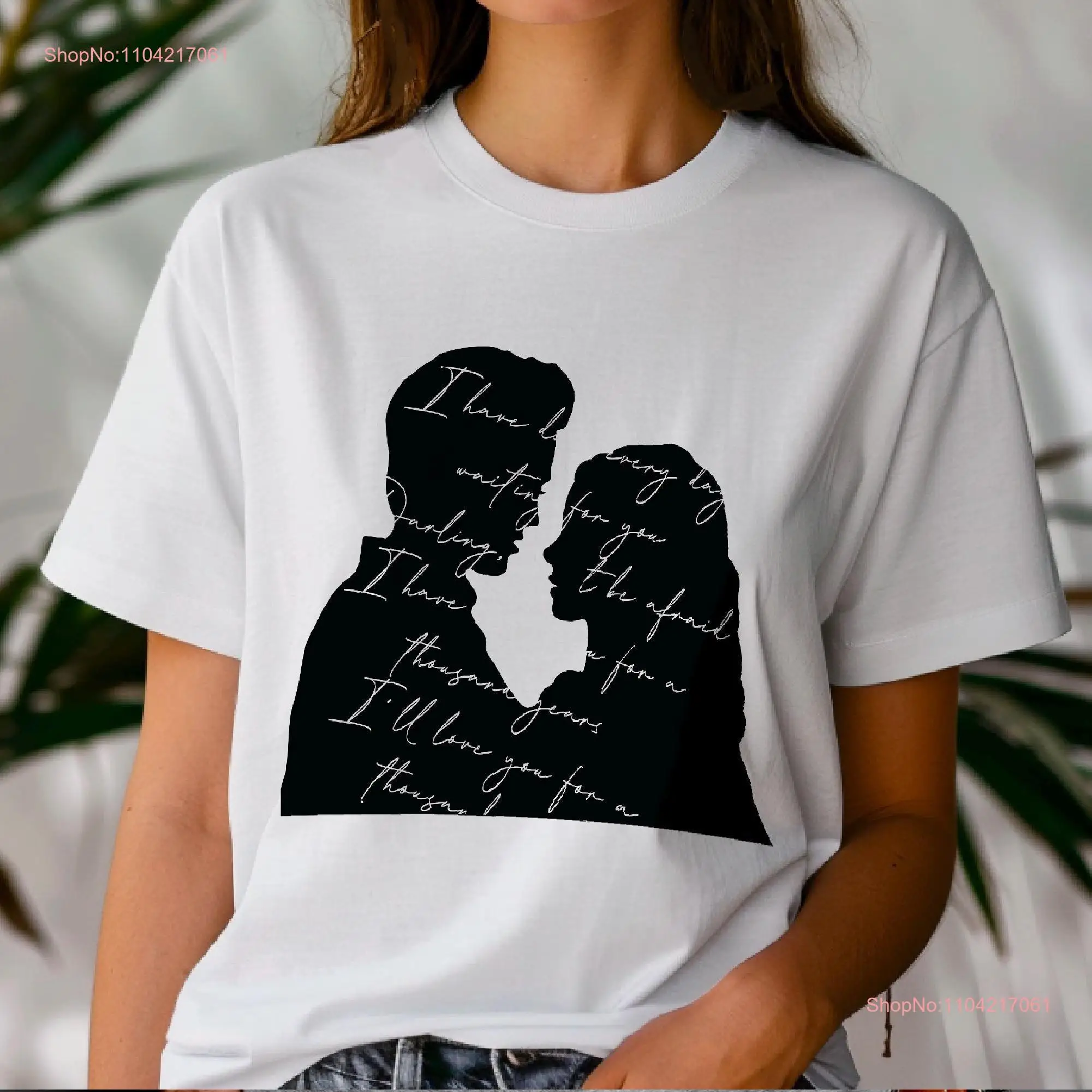 Twilight T Shirt Bella and Edward gifts book 1000 years lyrics famous couples Vampire tee Horror gothic