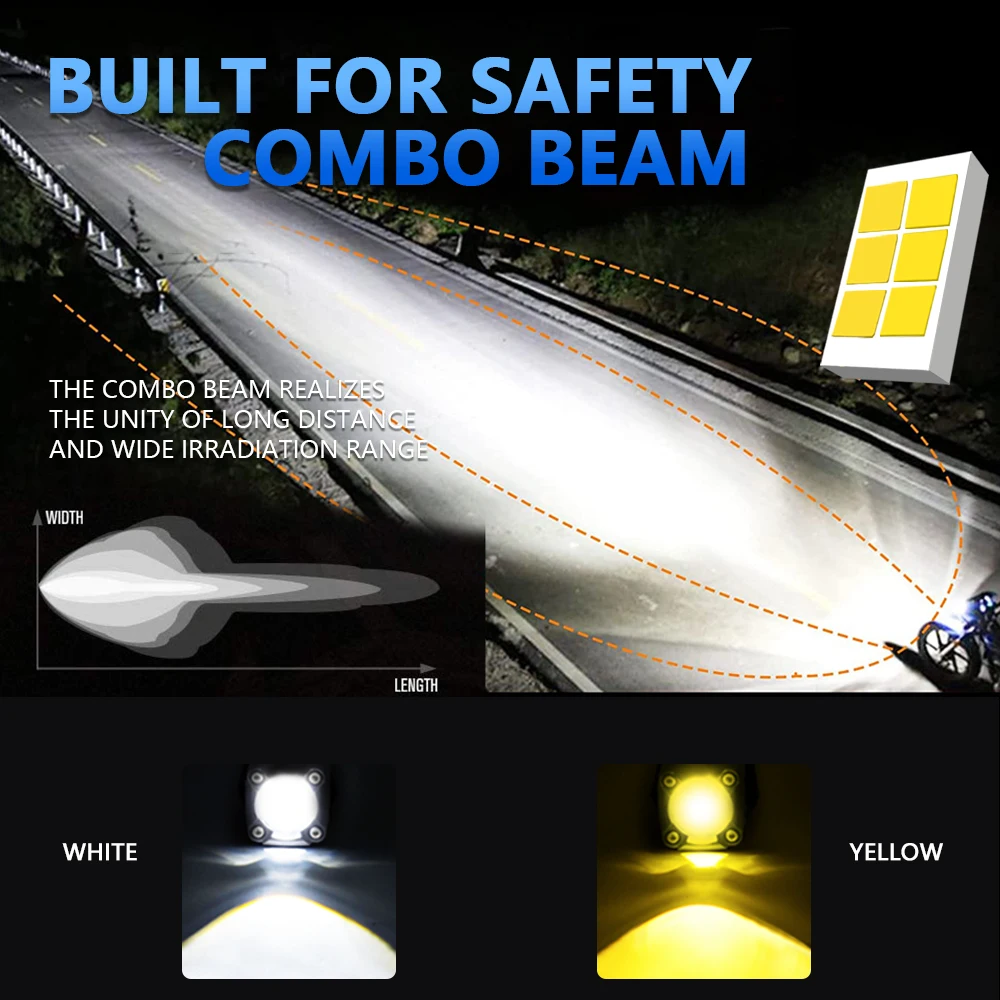 180 واط المنارة دراجة نارية المصابيح الأمامية مصابيح الضباب العارض أبيض أصفر 12 فولت 24 فولت السوبر أكثر إشراقا ل Fara على الطرق الوعرة 4X4 ATV SUV UTV #6