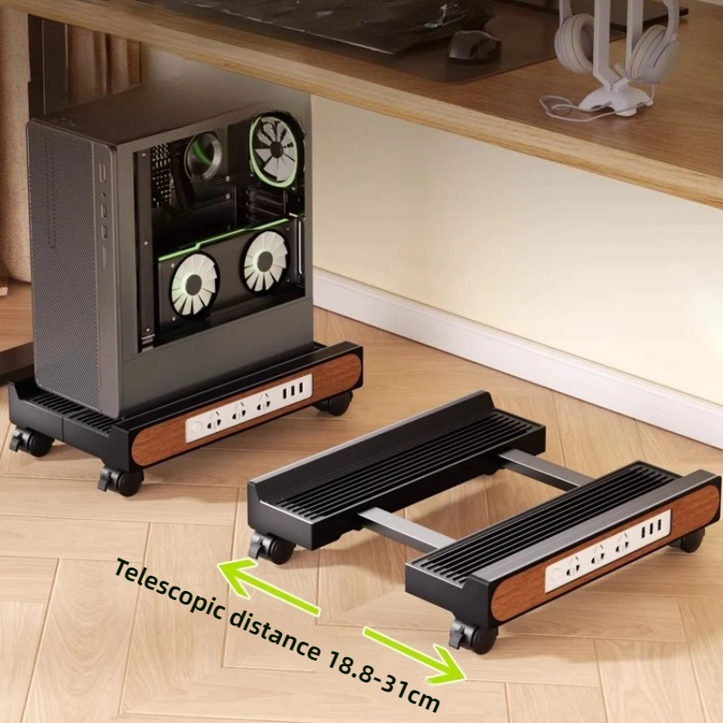 

Heavy Duty Rolling CPU Storage Rack with Height Adjustable Base Bracket Office Desk Host Box Organizer Multi-purpose Mobile Tray