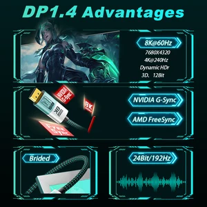 Cabo 8K DP para USB Tipo C Bidirecional USB C para Displayport 1.4 para iPhone 15 Macbook Pro iPad iMac Compatível Thunderbolt 3/4 10 principais vendas cabo energia imac - №2