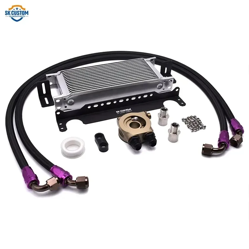 Hot Sale SK CUSTOM Universal Oil Cooler Radiator Kit 16 Row Thermostat Engine Oil Cooler Kit