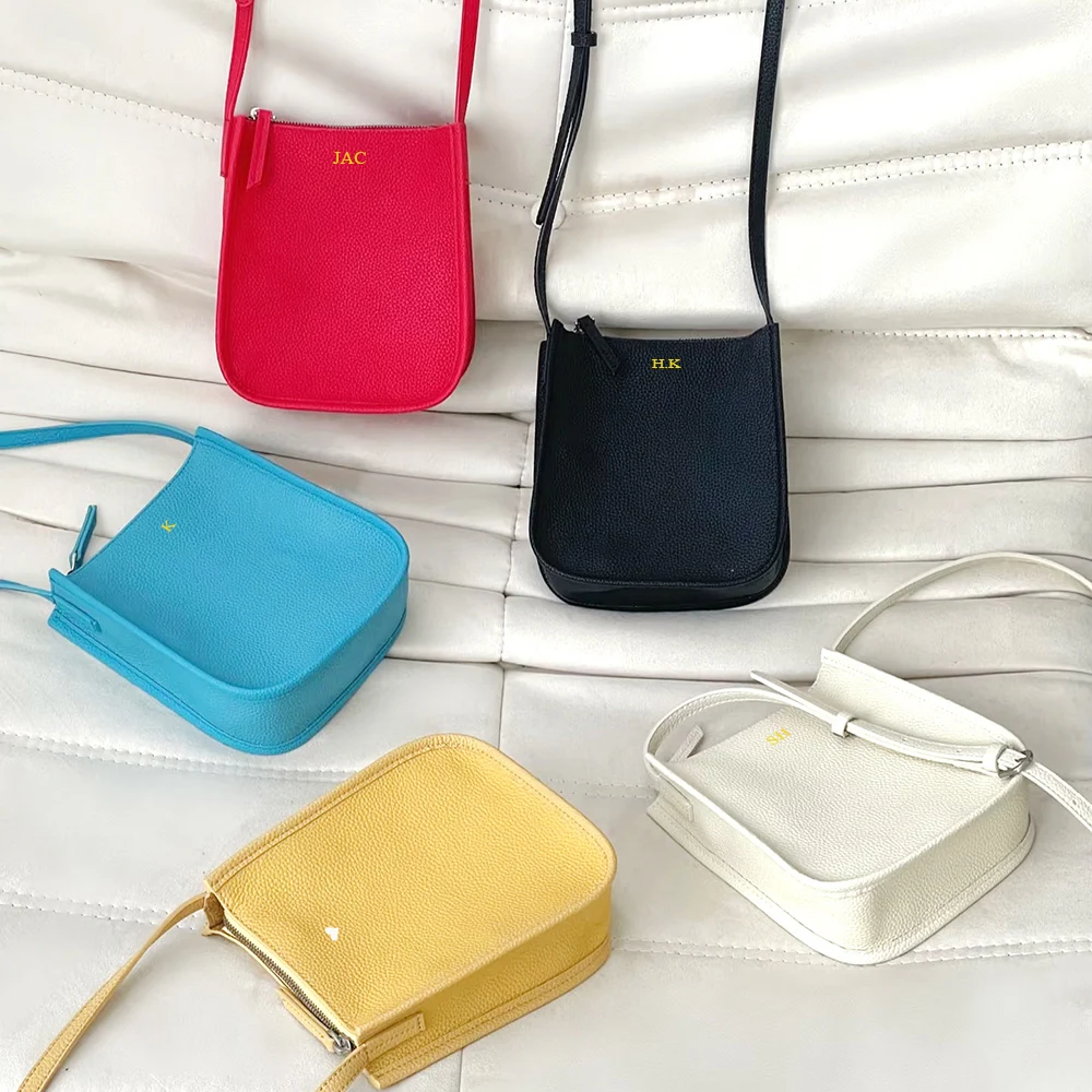 Personalized Name Women Shoulder Bag Real Cow Leather Small Daily Phone Crossbody Bag Luxury Leisure Custom Name Lady Handbag