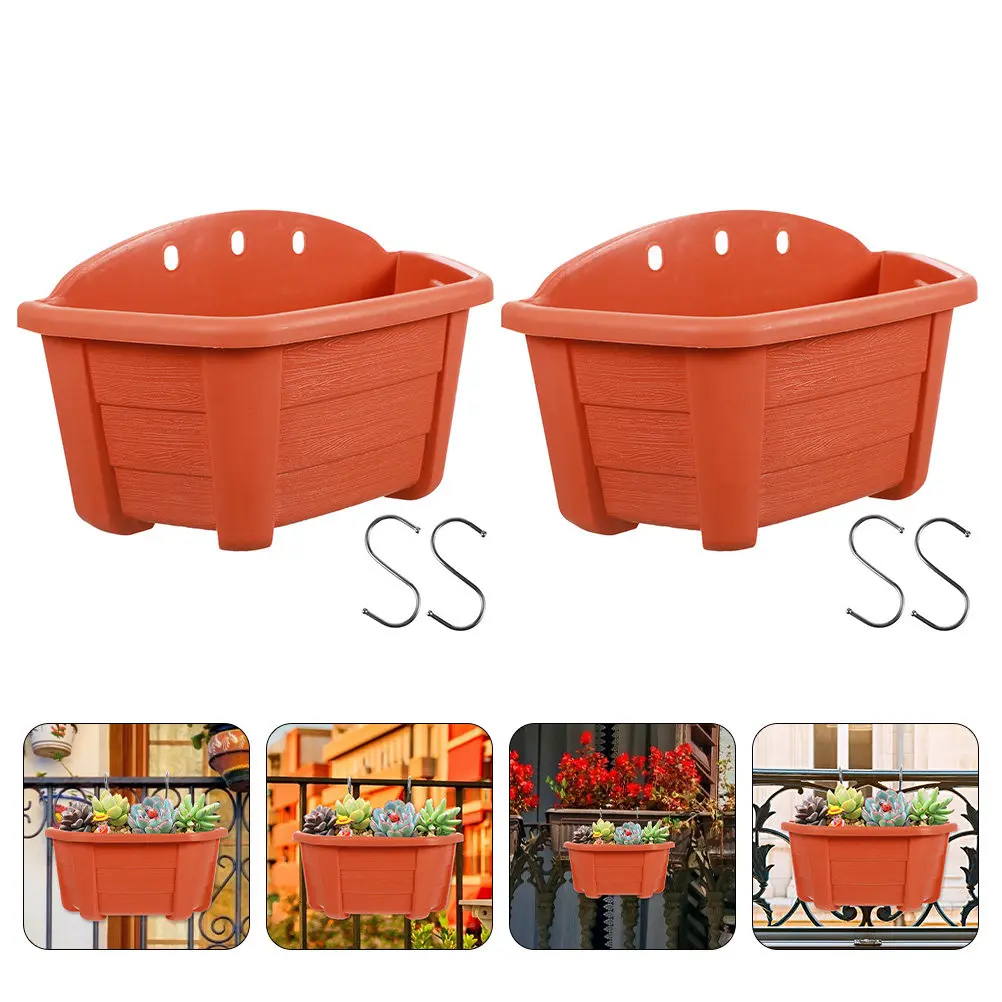 

2Sets Wall Hanging Flower Pots Premium Plastic Hanging Plant Holder for Garden Decor Space Saving Flower Container Ideal Gift