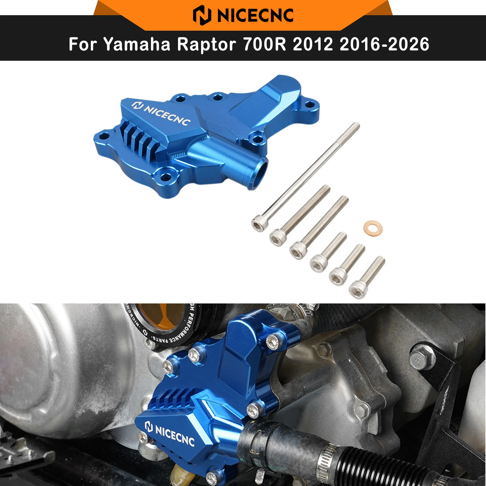 NICECNC Water Pump Cover For Yamaha Raptor 700 Raptor 700R 2012 2016-2026 ATV Aluminum Anodized Heat Dissipation Pump Protector