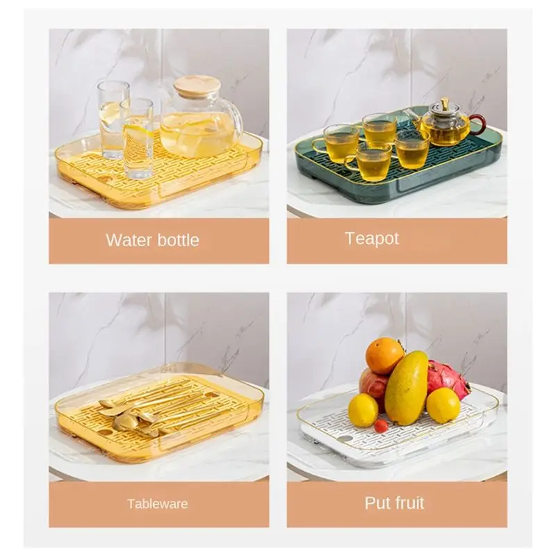 ABUN ABUN Double Layer Drain Tray, Tea Tray Fruit Tray, Large Capacity Kitchen Counter Drying Pad, 27x20.5x4cm, Green & Transparent, - Aliexpress Deal