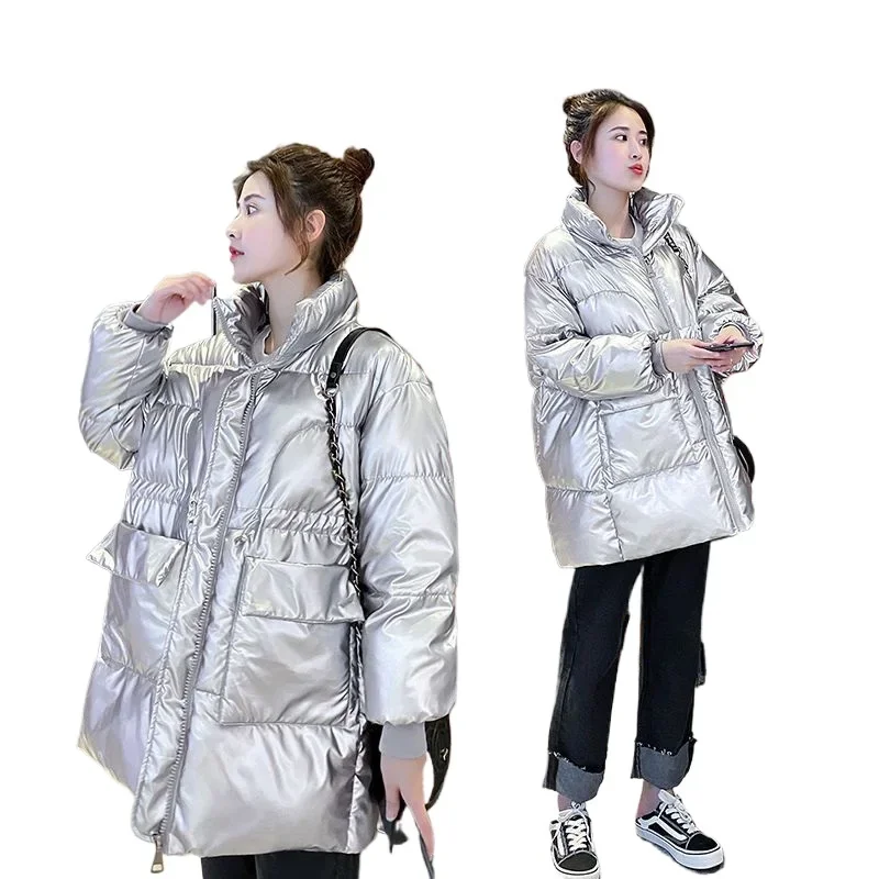 Maternity Down Puffer Jacket Pregnant Women Quilted Puffer Parka Coat 2024 Drawstring Waist Winter Coat Trendy Jacket