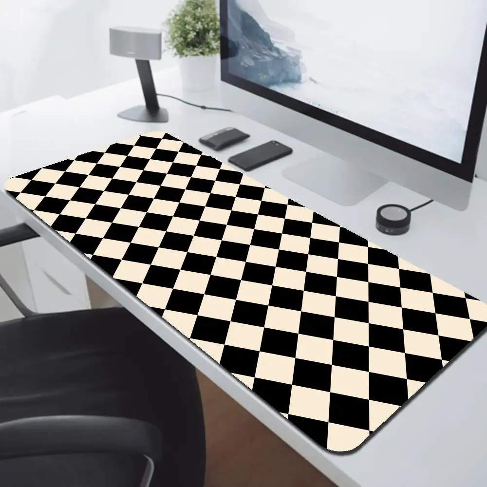 Black And White Checkered Mousepad Gamer Gaming Laptops Mausepad Mouse Pad Computer Mouse Ped Pc Accessories Rubber Mat Deskmat